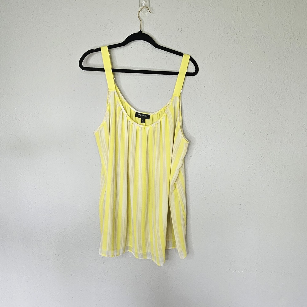 Lane Bryant‎ Womens Yellow White Striped Chiffon Camisole Tank Top Size 26